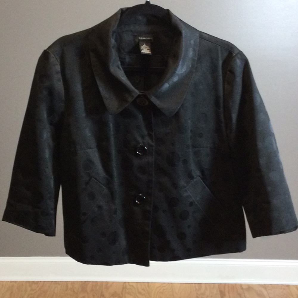L Spense Black Polka-Dot Print Bolo Jacket